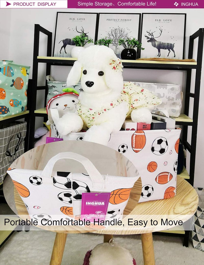 INGHUA Rectangular Storage Basket Fabric Organizer Bin for Toys,Books,Clothes,Gifts,Pets-Perfect for Home,Office,Nursery,Dorm,Shelf(Rec ball game) - Image 4